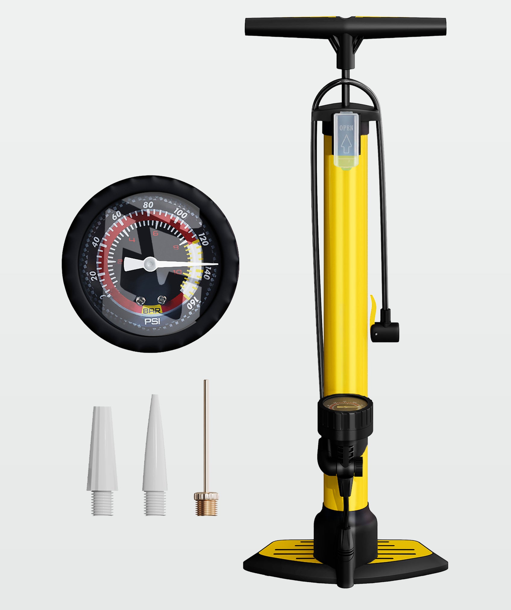 Bomba d'aria a pedale multiuso, leggera e compatta: include manometro