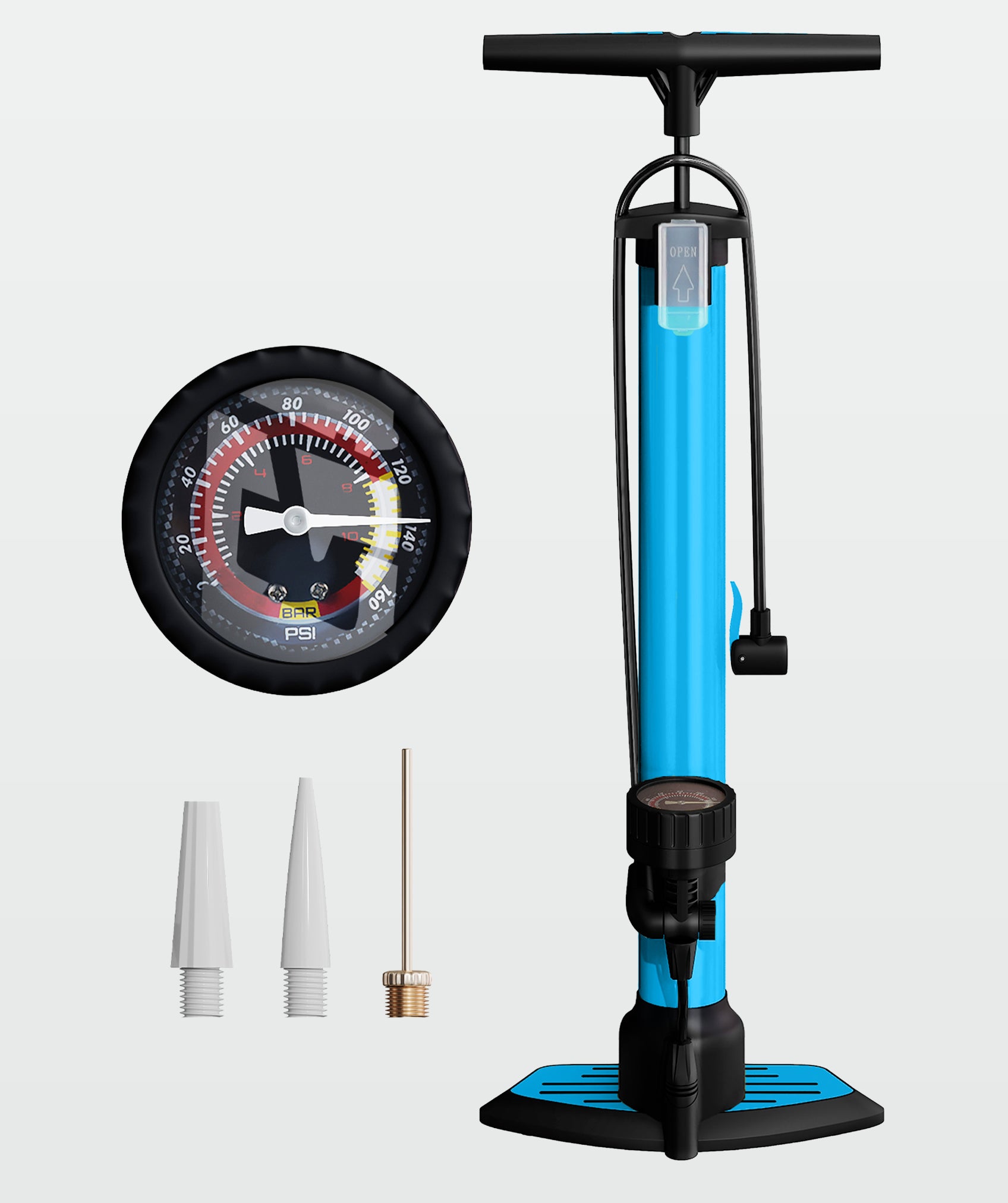 Bomba d'aria a pedale multiuso, leggera e compatta: include manometro