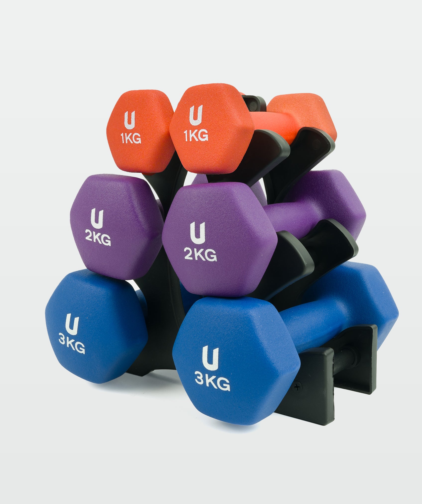 Set di manubri in neoprene da 1-3 kg: con design esagonale e antiscivolo