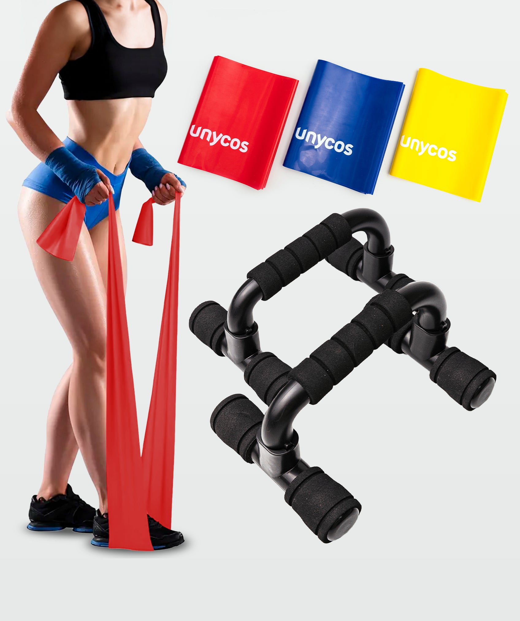 Barras para flexiones + Set de 3 bandas elásticas