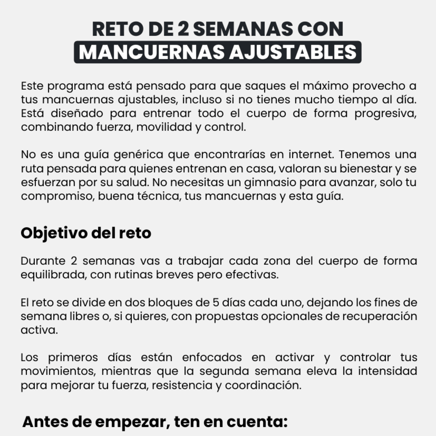 Rutina: reto de 2 semanas con mancuernas ajustables