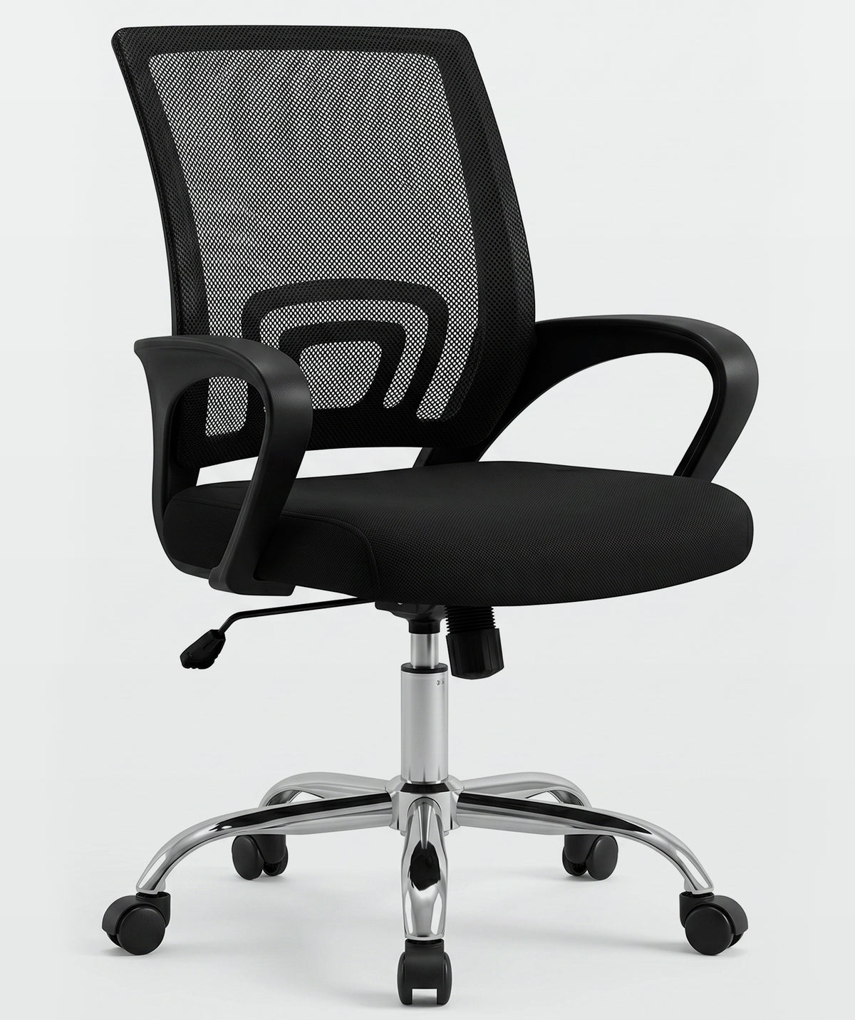 Sedia da ufficio ergonomica con base cromata