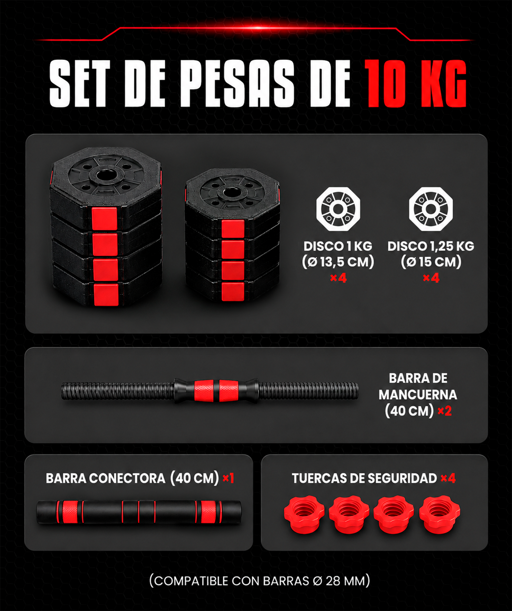 Manubri esagonali regolabili – senza Kettlebell
