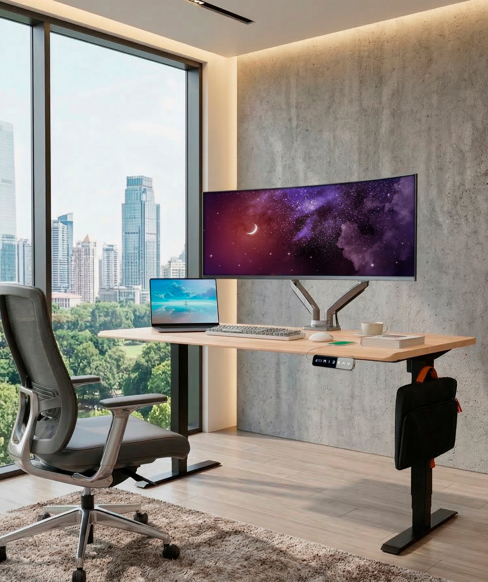 Escritorio elevabile Core Dual: include controllo LED e porte USB