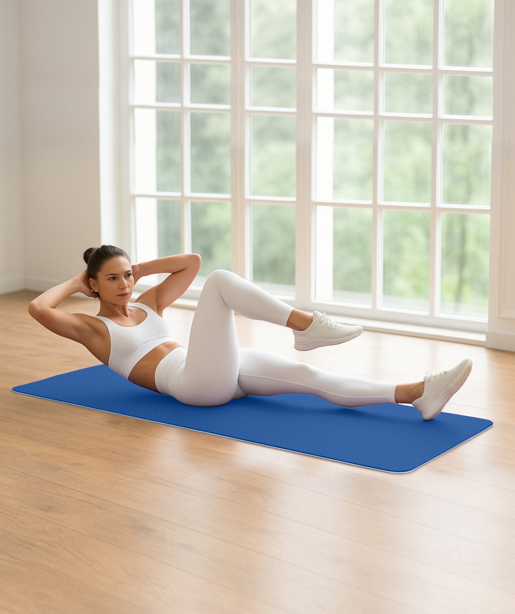 Tappetino da yoga ecologico, reversibile e antiscivolo con borsa e cintura