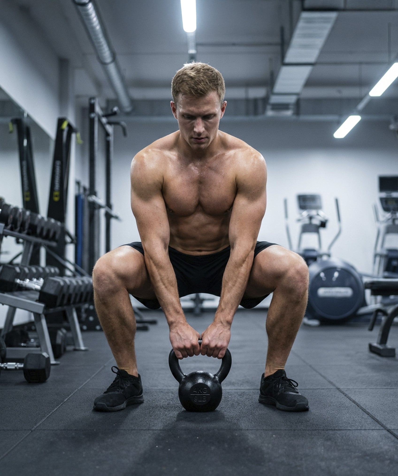 Kettlebell in ferro solido da 4-20 kg con manico ergonomico