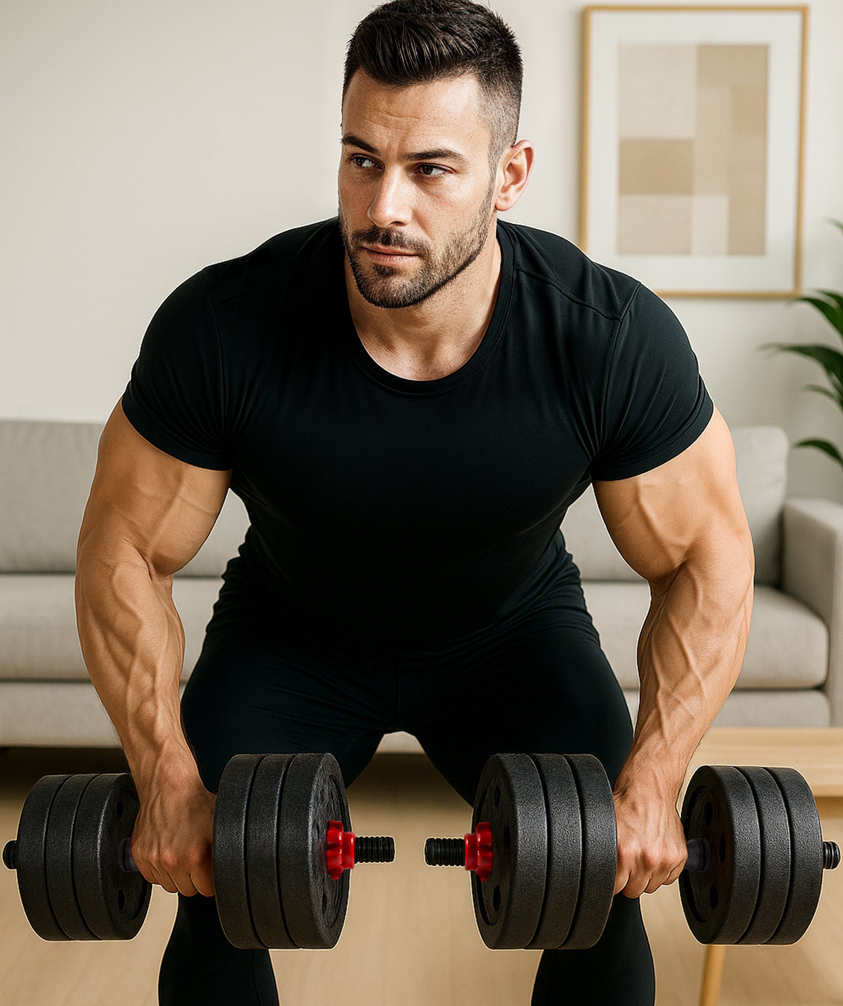 Juego de mancuernas ajustables Red Transformer sin Kettlebell (10-40kg)