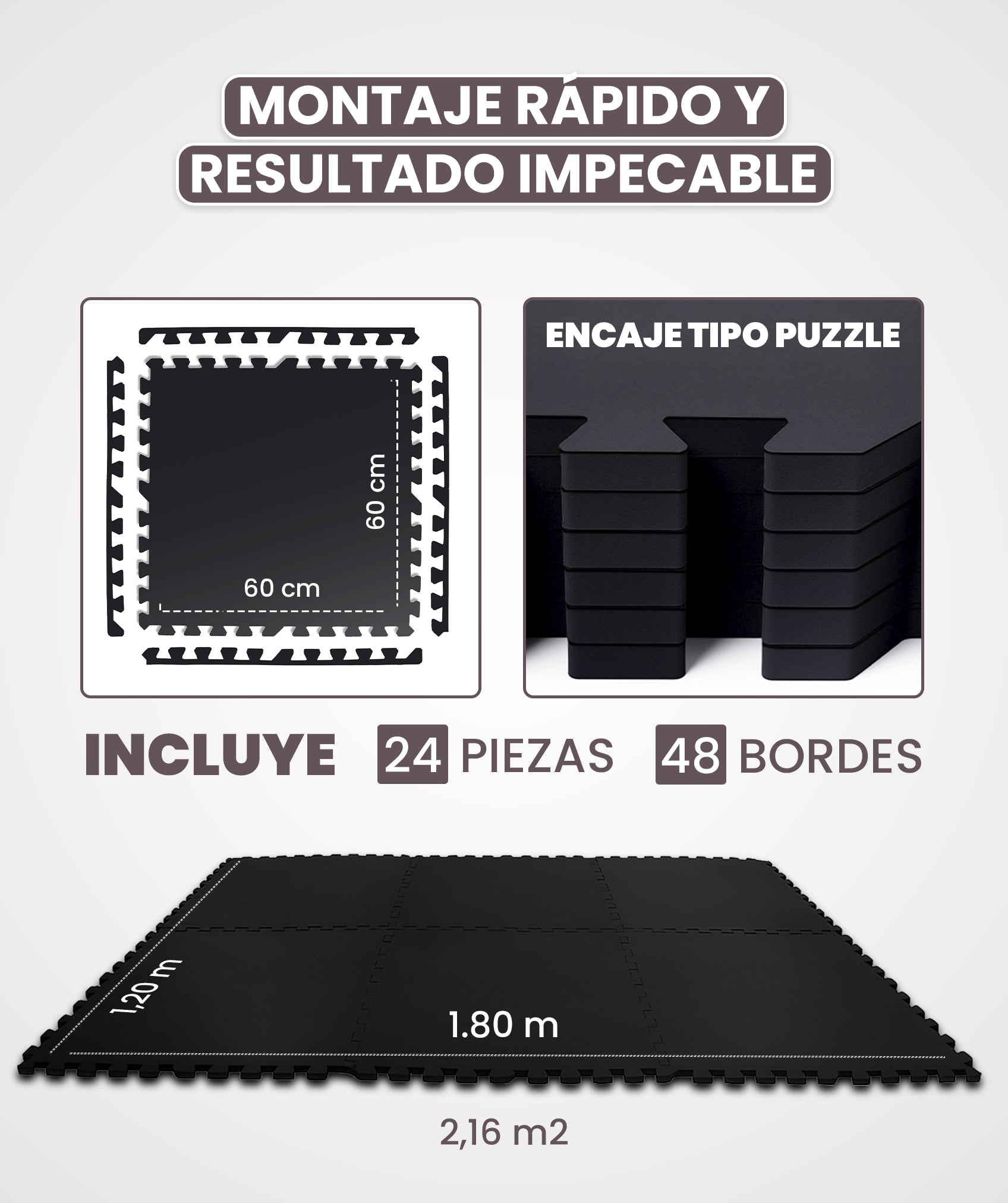 Esterilla fitness puzzle para suelo de gimnasio 1.4 cm